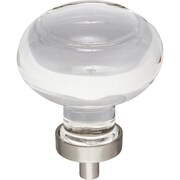 JEFFREY ALEXANDER 1-3/4" Diameter Satin Nickel Button Glass Harlow Cabinet Knob G120L-SN